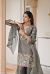 Grey Colour D 50134 By Zaveri Crush Satin Readymade Suits